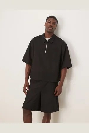 ASOS Half sleeve co-ord shirt with zip neck in