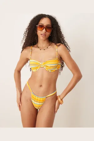 MANGO Structured bikini top in stripe