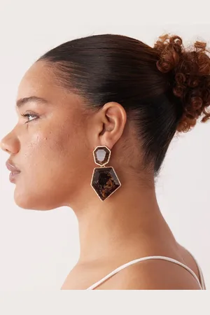 Reclaimed Abstract drop earrings in tortoise