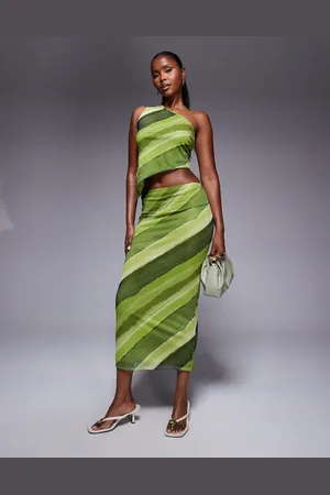 ASOS Co-ord mesh maxi skirt in green abstract print