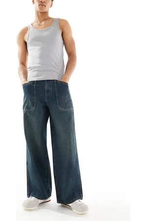 ASOS ASOS DESISN super baggy jeans with green tint in dark wash