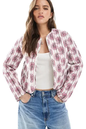 Threadbare Quilted cotton jacket with paisley print in pink and