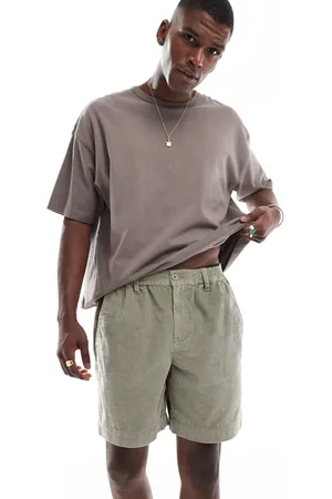 ASOS Cord jort with workwear patch in khaki