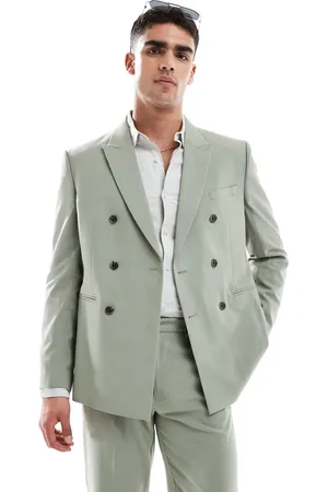ASOS Double breasted regular suit jacket in sage