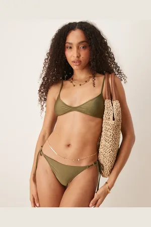 MANGO Micro bikini top in olive