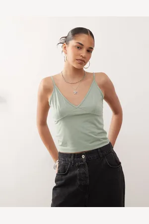 COLLUSION Deep v cami in khaki