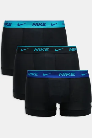 Nike Everyday Cotton Stretch 3 pack trunks in with blue waistbands