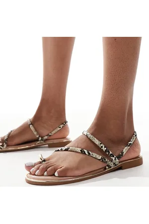 New Look Metal toe loop sandals in snake print