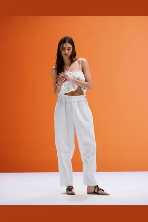 ASOS Overlay barrel leg jumpsuit with lace details in ivory
