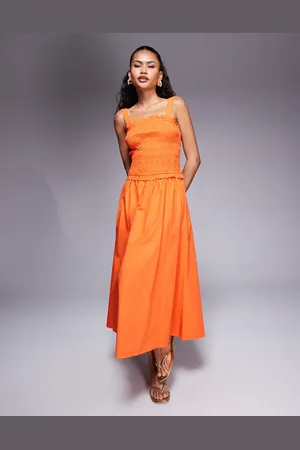 River Island Shirred midi dress in