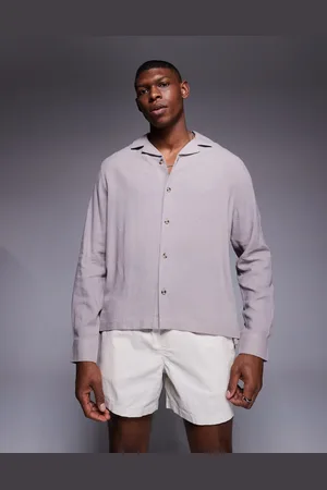 ASOS Boxy revere linen blend shirt in