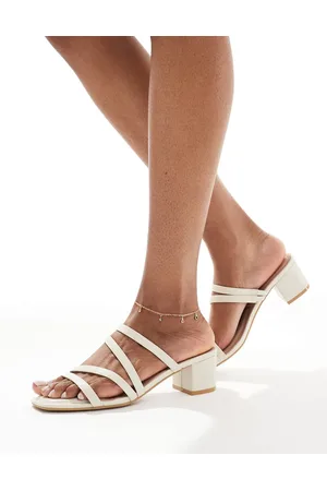 New Look Multi strap heeled mule in off