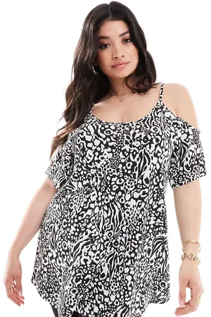 Yours Cold shoulder top in animal print
