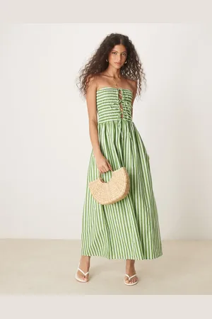ASOS Bandeau maxi dress with ties in stripe print