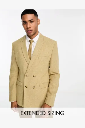 ASOS Skinny wool mix blazer in stone herringbone