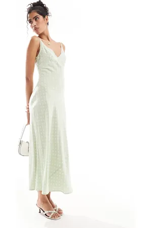ASOS High apex spun midi dress in sage based spot