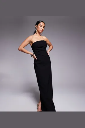 Vesper Bengaline bengaline drape waist bandeau maxi dress in