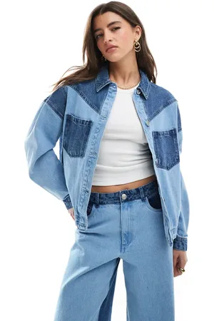 Pieces® Oversized western denim jacket co-ord in light wash