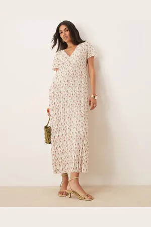 ASOS Plisse V neck midi dress in ditsy print