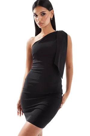 Vesper Bengaline one shoulder scarf detail bodycon mini dress in