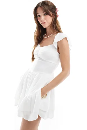 Hollister Flutter short sleeve tiered mini dress in
