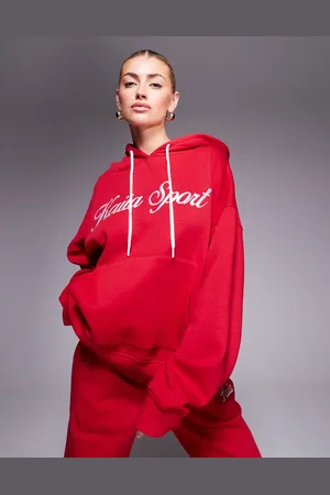 Kaiia Sport embroidered script logo drawstring hoodie co-ord in and white