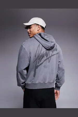 ASOS Boxy oversized hoodie with print in acid washed