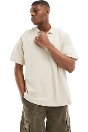 JACK & JONES Premium oversized polo in beige