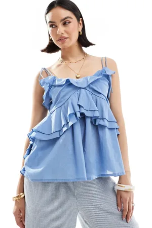 ASOS Ruffle cami top with tie straps in