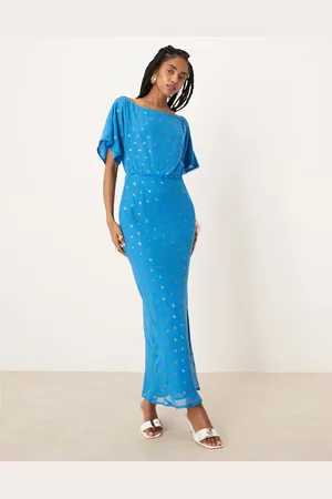 Never Fully Dressed Tilly metallic plisse maxi dress in