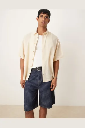 ASOS Oversized boxy linen look shirt in stone