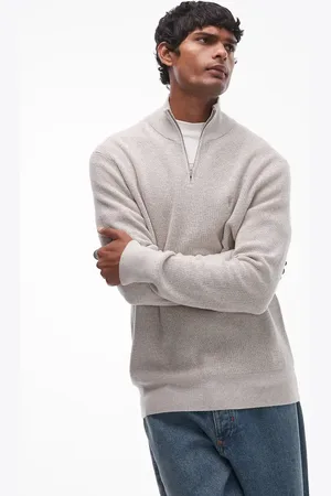 AllSaints 1/4 zip knit jumper in light