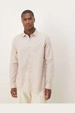 ASOS Formal linen blend regular shirt in stone