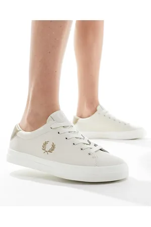 Fred Perry Lottie leather trainer in stone