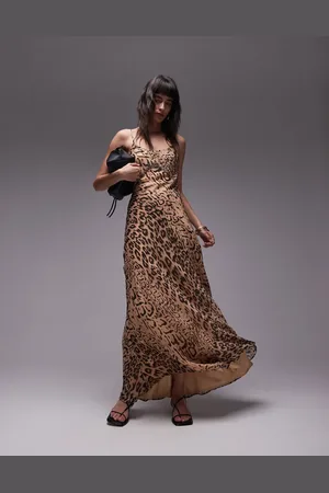 Topshop Animal embellished maxi slip dress in