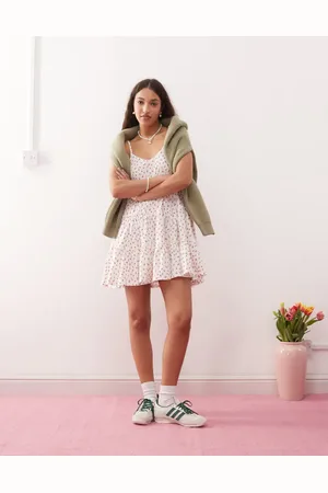 Miss Selfridge Tiered smock mini dress in print