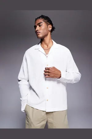 ASOS Boxy texture revere shirt in