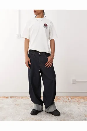 COLLUSION Turn-up baggy jean in rinse wash