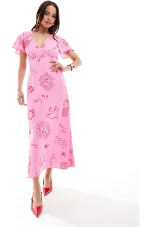 New Look V neck midaxi dress in print