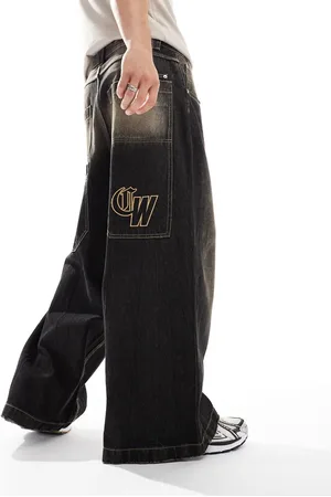 Bershka Mega baggy fit jeans in washed