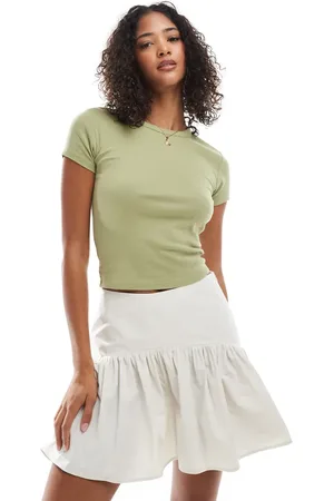 ASOS Dropped waist mini skirt in cream