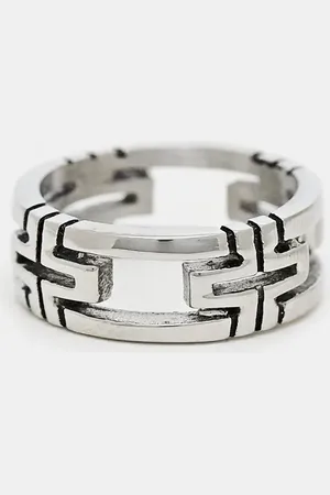 ASOS Waterproof stainless steel band ring with cut out cross detail in tone