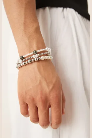 ASOS 3 pack mixed faux pearl and beaded bracelets in