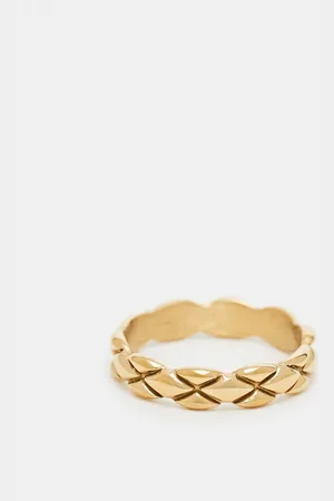 ASOS Waterproof stainless steel band ring with engraved detail in tone