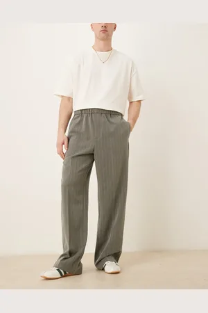 ASOS Pull on smart wide leg trousers in pinstripe