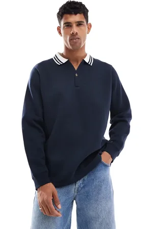 Brave Soul Relaxed tipped collar polo sweatshirt in