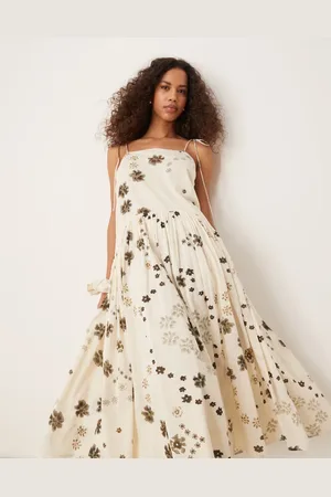 ASOS Dropped waist maxi dress in print mono floral