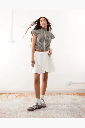 COLLUSION Linen wrap mini skirt