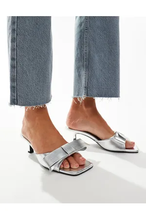 ASOS Hyphen bow detail mid heeled mules in