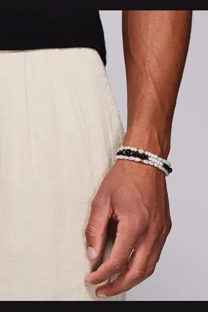 ASOS 3 pack beaded bracelets with faux pearl in cream